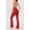 imageODODOS Womens Cross Waist Bootcut Yoga Pants with Inner Pocket Non See Through Bootleg Gym Workout PantsRed