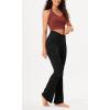 imageODODOS Womens Cross Waist Bootcut Yoga Pants with Inner Pocket Non See Through Bootleg Gym Workout PantsWave Black