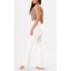 imageODODOS Womens Cross Waist Bootcut Yoga Pants with Inner Pocket Non See Through Bootleg Gym Workout PantsWhite