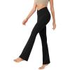 imageODODOS Womens Cross Waist Bootcut Yoga Pants with Inner Pocket Non See Through Bootleg Gym Workout PantsBlack