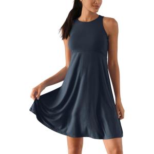 imageODODOS Casual Flare Tank Dress for Women Summer Sleeveless Sundress Mini Skater DressMidnight Blue
