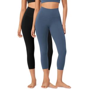 imageODODOS ODCLOUD 2Pack Buttery Soft Lounge Yoga Leggings for Women 23quot  25quot 28quot High Waist Yoga PantsBlackink Blue