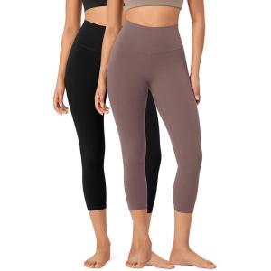 imageODODOS ODCLOUD 2Pack Buttery Soft Lounge Yoga Leggings for Women 23quot  25quot 28quot High Waist Yoga PantsBlackpurple Taupe