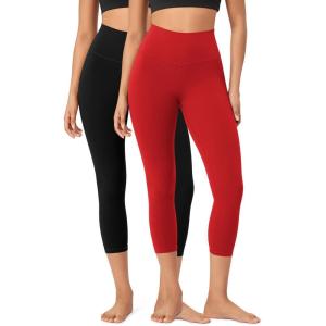 imageODODOS ODCLOUD 2Pack Buttery Soft Lounge Yoga Leggings for Women 23quot  25quot 28quot High Waist Yoga PantsBlackred