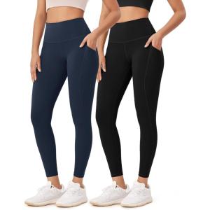 imageODODOS ODLEX 2Pack 78 High Waist Workout Leggings with Pockets for Women 25quot 28quot Tummy Control Athletic Yoga PantsBlacknavy