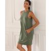 imageODODOS Modal Soft Loose Tank Dress for Women Casual Sleeveless Sundress with Kangaroo Pocket Summer DressDark Sage