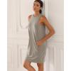 imageODODOS Modal Soft Loose Tank Dress for Women Casual Sleeveless Sundress with Kangaroo Pocket Summer DressKhaki