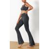 imageODODOS Seamless Flare Leggings for Women Ribbed High Waist Gym Workout Casual Bootcut Yoga PantsBlack