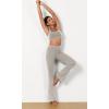 imageODODOS Seamless Flare Leggings for Women Ribbed High Waist Gym Workout Casual Bootcut Yoga PantsGrey