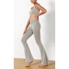 imageODODOS Seamless Flare Leggings for Women Ribbed High Waist Gym Workout Casual Bootcut Yoga PantsGrey