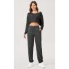 imageODODOS Womens Sweatpants Cotton French Terry High Waist Drawstring Casual Lounge Pants with PocketsCharcoal