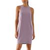 imageODODOS Modal Soft Loose Tank Dress for Women Casual Sleeveless Sundress with Kangaroo Pocket Summer DressTaro Purple