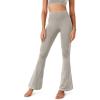 imageODODOS Seamless Flare Leggings for Women Ribbed High Waist Gym Workout Casual Bootcut Yoga PantsGrey