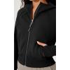imageODODOS FullZip Cropped Hoodies for Women Fleece Lined Long Sleeve Crop Sweatshirts with Thumb HoleBlack