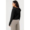 imageODODOS FullZip Cropped Hoodies for Women Fleece Lined Long Sleeve Crop Sweatshirts with Thumb HoleBlack