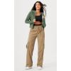 imageODODOS FullZip Cropped Hoodies for Women Fleece Lined Long Sleeve Crop Sweatshirts with Thumb HoleMedium Olive