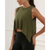 imageODODOS Modal Soft Sleeveless Crop Top for Women Athletic Tee Gym Workout Cropped Yoga TankArmy Crop