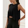 imageODODOS Modal Soft Sleeveless Crop Top for Women Athletic Tee Gym Workout Cropped Yoga TankBlack Crop