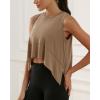 imageODODOS Modal Soft Sleeveless Crop Top for Women Athletic Tee Gym Workout Cropped Yoga TankPeanut Crop