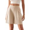 imageODODOS Modal Soft Wide Leg Shorts for Women High Waist Casual Relaxed Shorts with PocketsInseam 4quot 6quotBeige