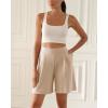 imageODODOS Modal Soft Wide Leg Shorts for Women High Waist Casual Relaxed Shorts with PocketsInseam 4quot 6quotBeige