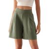 imageODODOS Modal Soft Wide Leg Shorts for Women High Waist Casual Relaxed Shorts with PocketsInseam 4quot 6quotDark Sage