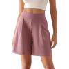 imageODODOS Modal Soft Wide Leg Shorts for Women High Waist Casual Relaxed Shorts with PocketsInseam 4quot 6quotMauve Pink
