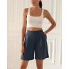 imageODODOS Modal Soft Wide Leg Shorts for Women High Waist Casual Relaxed Shorts with PocketsInseam 4quot 6quotNavy