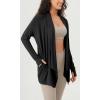 imageODODOS Womens Drape Open Front Cardigans Cozy Soft Long Sleeve Casual Wrap Outerwear with Pockets Thumb HoleBlack