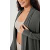 imageODODOS Womens Drape Open Front Cardigans Cozy Soft Long Sleeve Casual Wrap Outerwear with Pockets Thumb HoleCharcoal