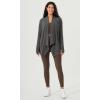 imageODODOS Womens Drape Open Front Cardigans Cozy Soft Long Sleeve Casual Wrap Outerwear with Pockets Thumb HoleCharcoal Heather