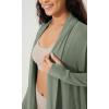 imageODODOS Womens Drape Open Front Cardigans Cozy Soft Long Sleeve Casual Wrap Outerwear with Pockets Thumb HoleOil Green