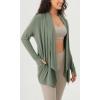imageODODOS Womens Drape Open Front Cardigans Cozy Soft Long Sleeve Casual Wrap Outerwear with Pockets Thumb HoleOil Green