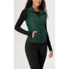 imageODODOS Womens Padded Vest with Pockets Athletic Stand Collar Sleeveless Warm Outerwear Zip Up GiletGreen