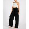 imageODODOS Womens Wide Leg Palazzo Lounge Pants with Pockets Light Weight Loose Comfy Casual Pajama Pants262830quot32quot InseamBlack
