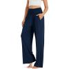 imageODODOS Womens Wide Leg Palazzo Lounge Pants with Pockets Light Weight Loose Comfy Casual Pajama Pants262830quot32quot InseamNavy