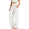 imageODODOS Womens Wide Leg Palazzo Lounge Pants with Pockets Light Weight Loose Comfy Casual Pajama Pants262830quot32quot InseamOffwhite