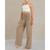 imageODODOS Womens Wide Leg Palazzo Lounge Pants with Pockets Light Weight Loose Comfy Casual Pajama Pants262830quot32quot InseamPeanut