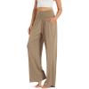 imageODODOS Womens Wide Leg Palazzo Lounge Pants with Pockets Light Weight Loose Comfy Casual Pajama Pants262830quot32quot InseamPeanut