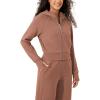 imageODODOS FullZip Cropped Hoodies for Women Fleece Lined Long Sleeve Crop Sweatshirts with Thumb HoleMuted Clay