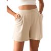 imageODODOS Modal Soft Wide Leg Shorts for Women High Waist Casual Relaxed Shorts with PocketsInseam 4quot 6quotBeige