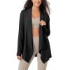 imageODODOS Womens Drape Open Front Cardigans Cozy Soft Long Sleeve Casual Wrap Outerwear with Pockets Thumb HoleBlack