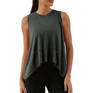 imageODODOS Modal Soft Sleeveless Crop Top for Women Athletic Tee Gym Workout Cropped Yoga TankBlackwashed Long