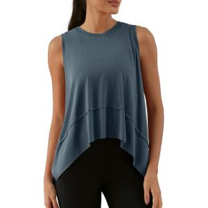 imageODODOS Modal Soft Sleeveless Crop Top for Women Athletic Tee Gym Workout Cropped Yoga TankDark Bluewashed Long