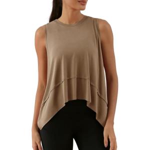 imageODODOS Modal Soft Sleeveless Crop Top for Women Athletic Tee Gym Workout Cropped Yoga TankPeanut Long