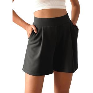 imageODODOS Modal Soft Wide Leg Shorts for Women High Waist Casual Relaxed Shorts with PocketsInseam 4quot 6quotBlack