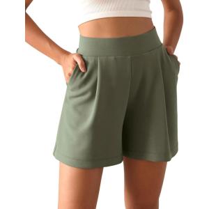 imageODODOS Modal Soft Wide Leg Shorts for Women High Waist Casual Relaxed Shorts with PocketsInseam 4quot 6quotDark Sage