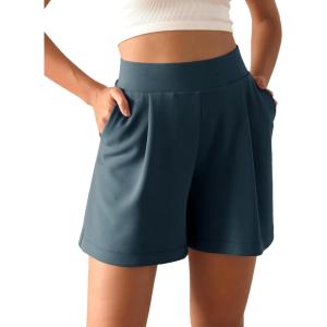 imageODODOS Modal Soft Wide Leg Shorts for Women High Waist Casual Relaxed Shorts with PocketsInseam 4quot 6quotDeep Blue