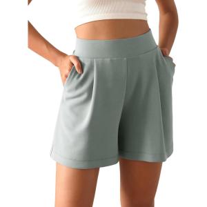 imageODODOS Modal Soft Wide Leg Shorts for Women High Waist Casual Relaxed Shorts with PocketsInseam 4quot 6quotGrey Blue