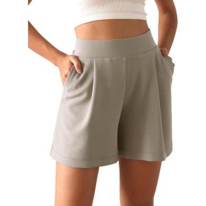 imageODODOS Modal Soft Wide Leg Shorts for Women High Waist Casual Relaxed Shorts with PocketsInseam 4quot 6quotKhaki